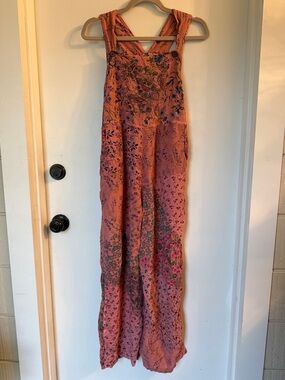 Blue Sky Patchwork Overalls pink floral boho magnolia large smal